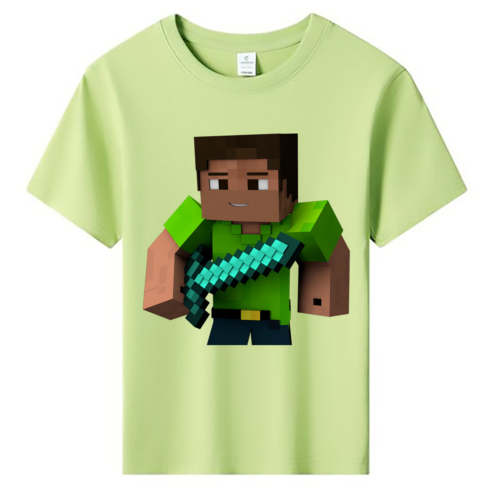 （画像用） マインクラフト ブロックの世界 Minecraft MC Block world 綿100％キッズTシャツ（フロントプリント）